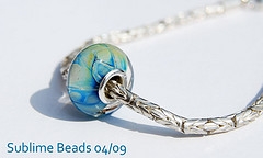 murano glass bead silver core